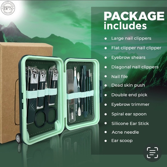 Mini Suitcase Manicure Kit • 12-Piece Grooming Set • Travel Nail Care Gift - Picture 2 of 7